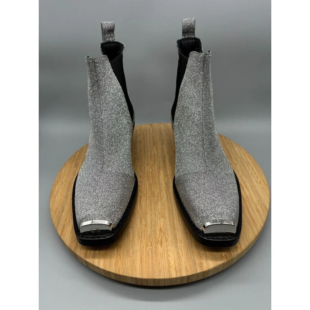 Calvin Klein X Raf Simons Silver Western Boots 205W39NYC Womens 7.5 / EU 37.5